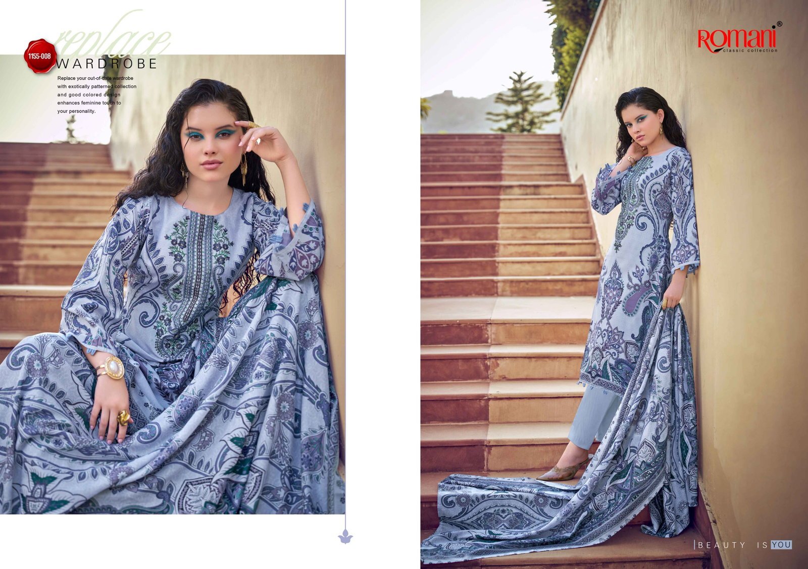 Romani Needle Wonder Vol 14 Cotton Embroidered Dress Material Wholesale