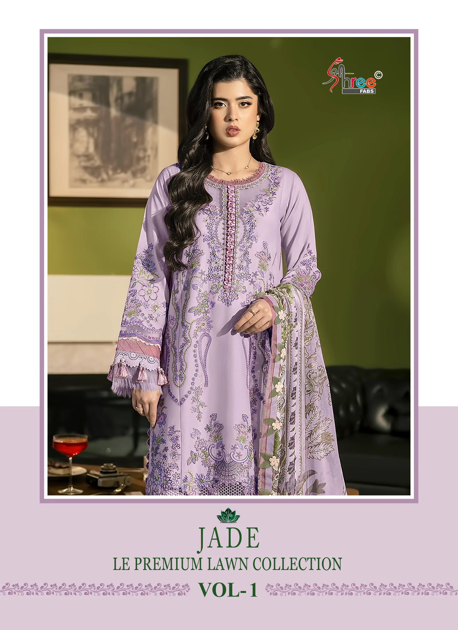Shree Jade Le Premium Lawn Collection Vol 1 Chiffon Dupatta Cotton Salwae Kameez Wholesale