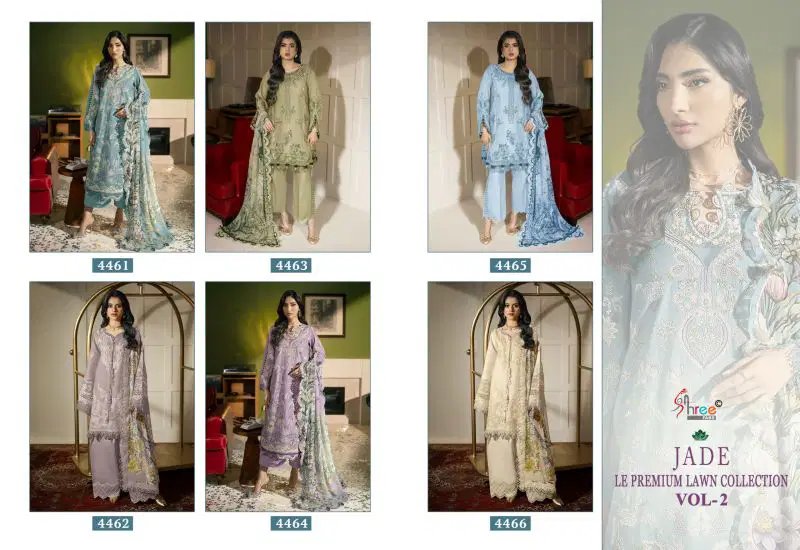 Stylish Shree Jade Le Premium Lawn Collection Vol 2 Chiffon Dupatta Cotton Salwae Kameez Wholesale 2026