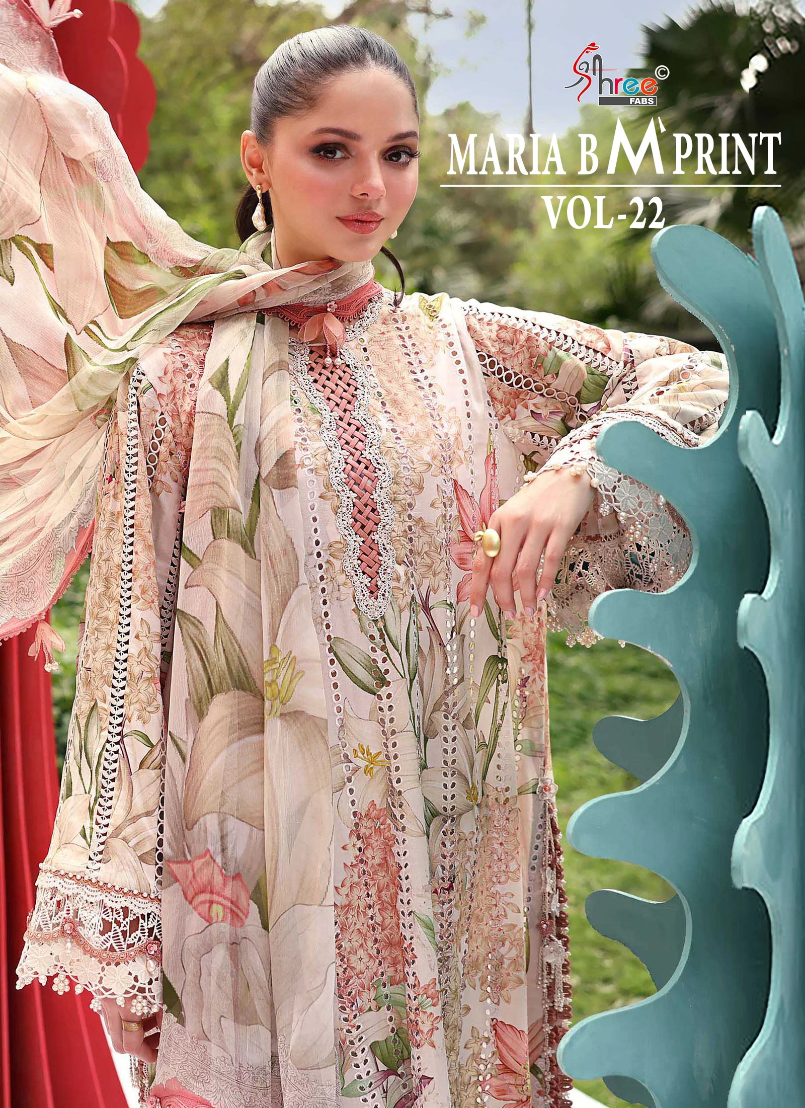 Shree Maria B M Print Vol 22 Chiffon Dupatta Salwar Suit Collection Wholesale
