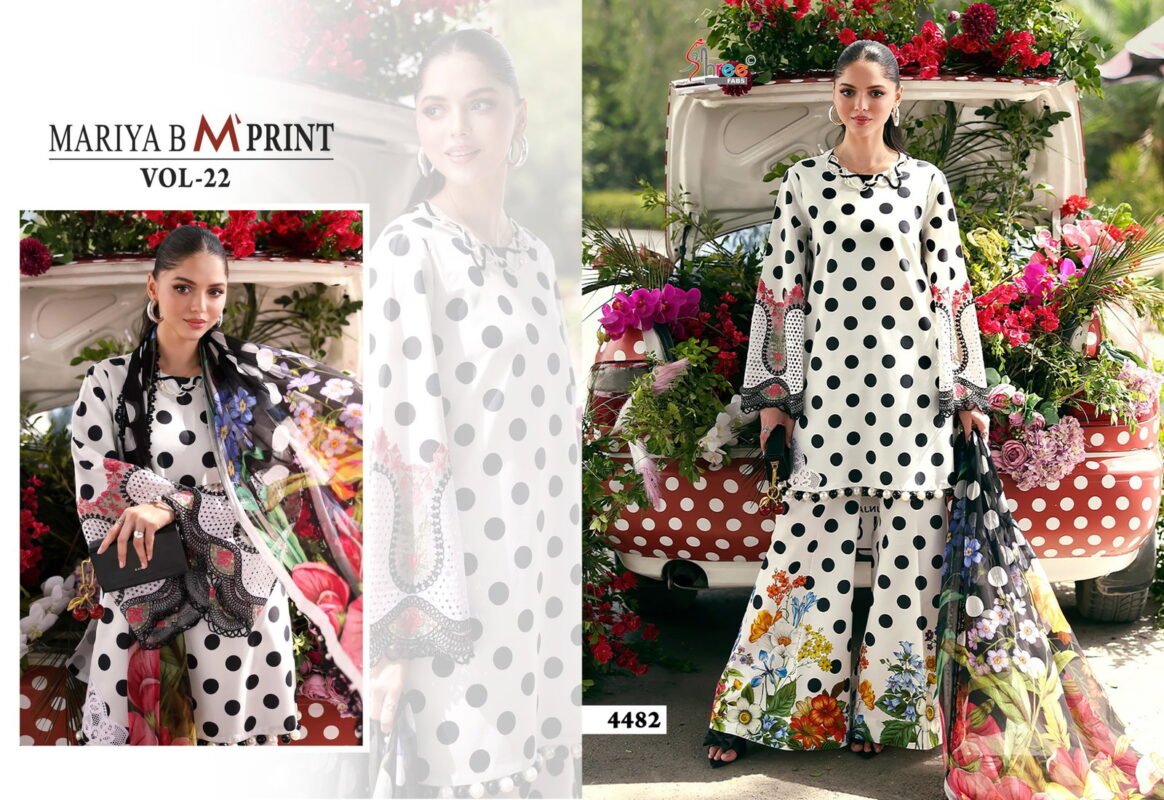 Beautiful Shree Maria B M Print Vol 22 Chiffon Dupatta Salwar Suit Collection Wholesale 2026