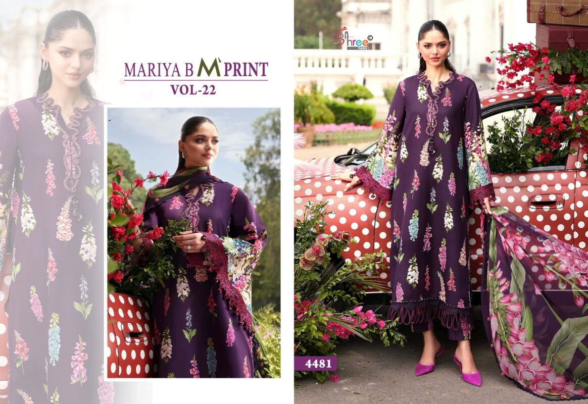 Beautiful Shree Maria B M Print Vol 22 Chiffon Dupatta Salwar Suit Collection Wholesale 2026