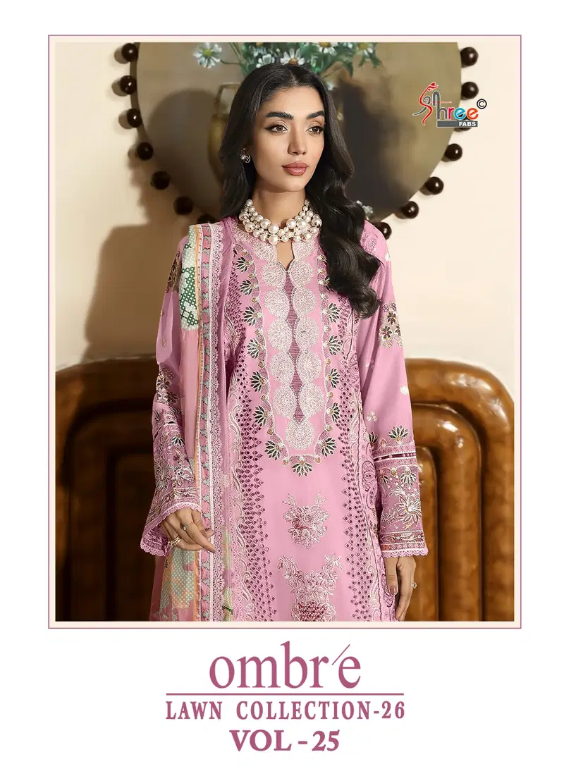Shree Ombre Lawn Collection 26 Vol 25 Chiffon Dupatta Cotton Salwar Kameez Wholesale
