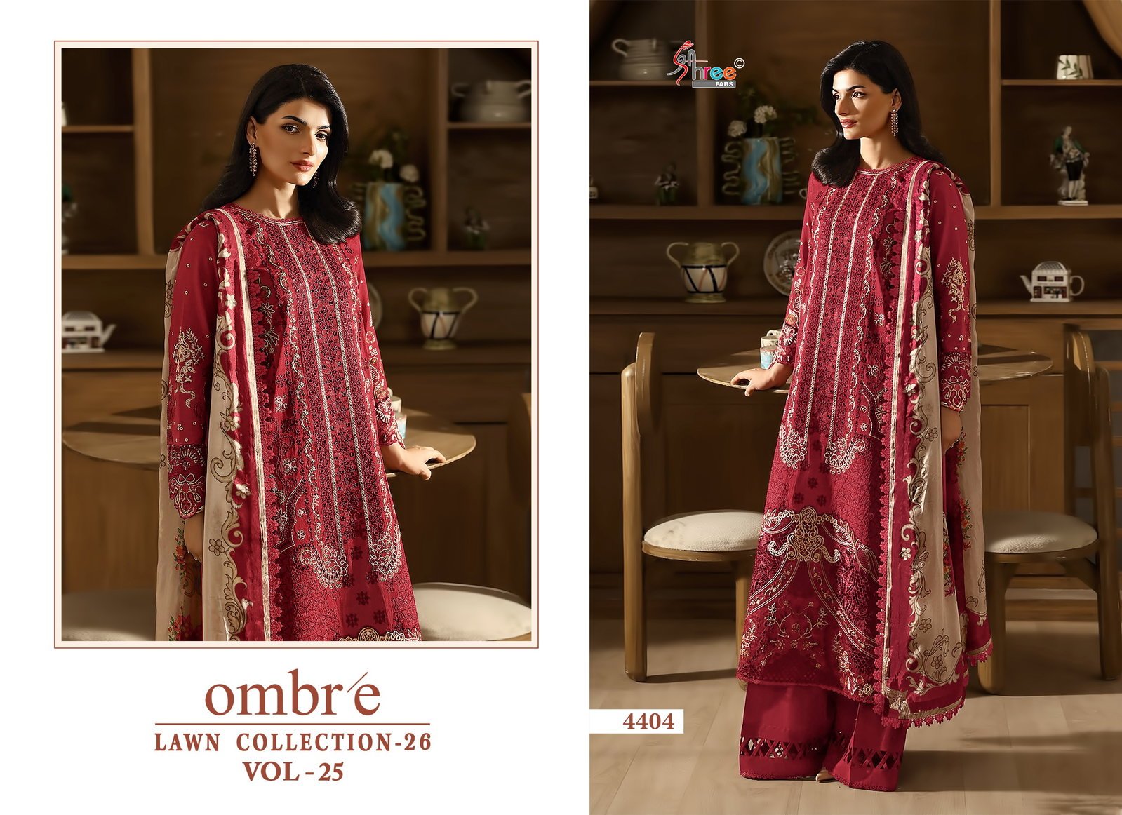 Shree Ombre Lawn Collection 26 Vol 25 Chiffon Dupatta Cotton Salwar Kameez Wholesale