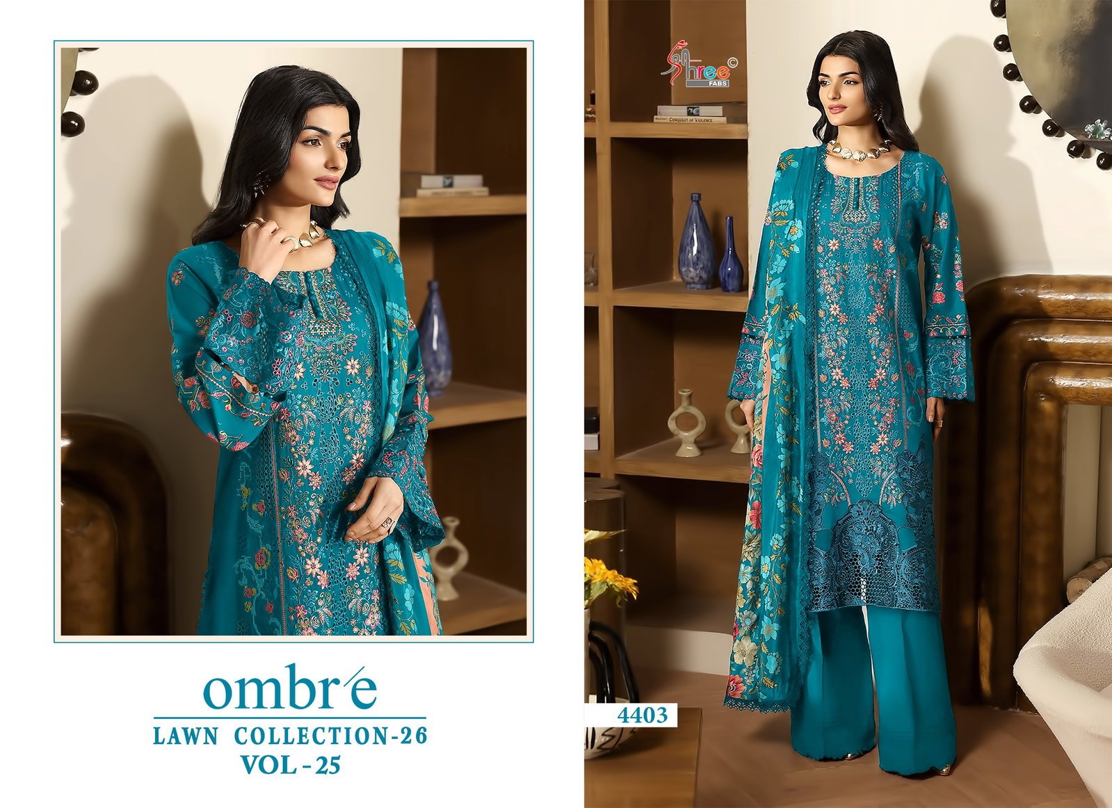 Shree Ombre Lawn Collection 26 Vol 25 Chiffon Dupatta Cotton Salwar Kameez Wholesale