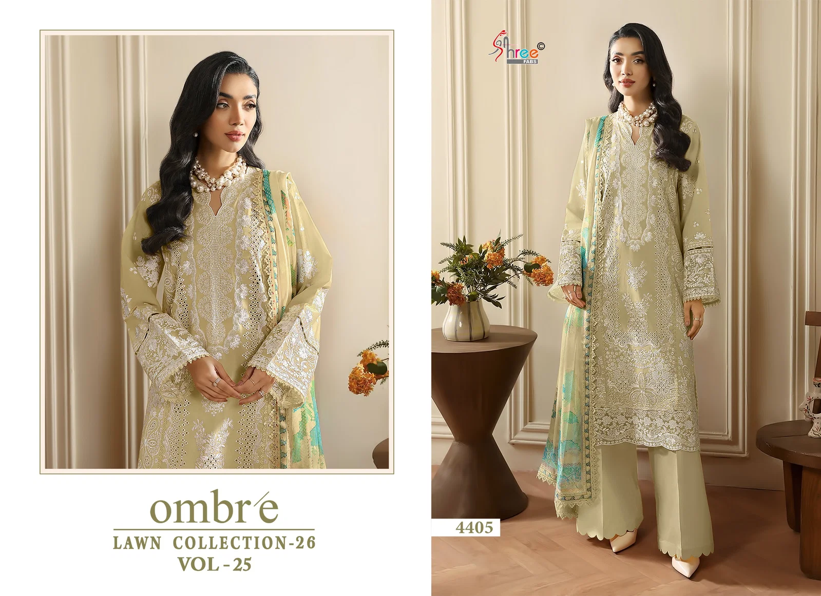 Shree Ombre Lawn Collection 26 Vol 25 Chiffon Dupatta Cotton Salwar Kameez Wholesale