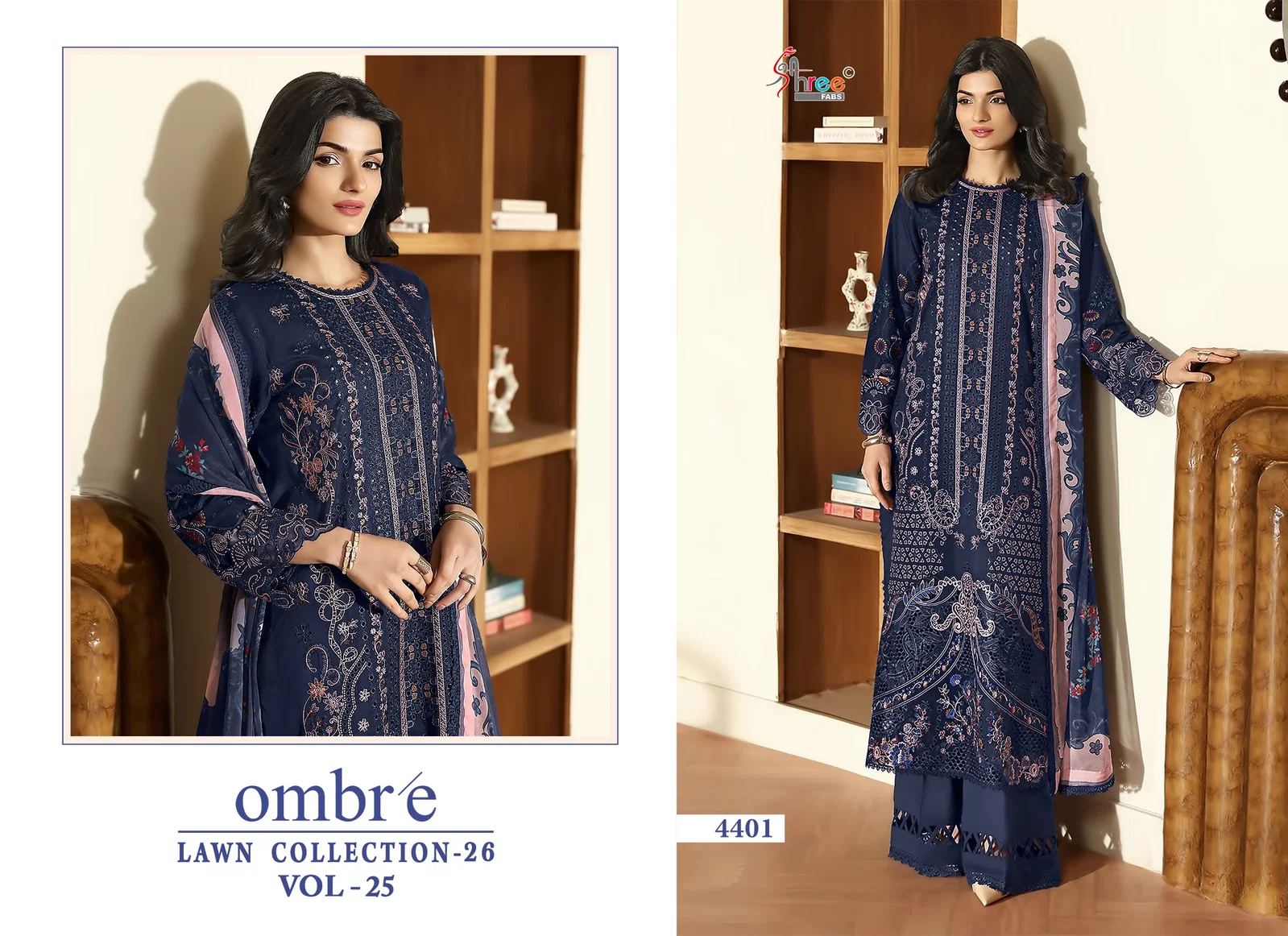 Shree Ombre Lawn Collection 26 Vol 25 Chiffon Dupatta Cotton Salwar Kameez Wholesale