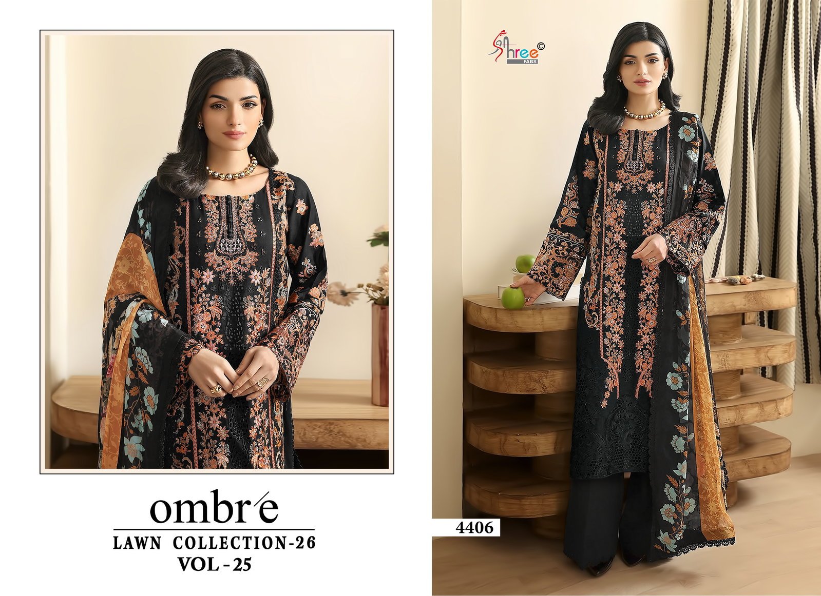 Shree Ombre Lawn Collection 26 Vol 25 Chiffon Dupatta Cotton Salwar Kameez Wholesale