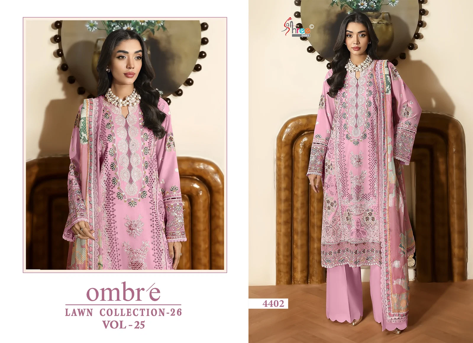 Shree Ombre Lawn Collection 26 Vol 25 Chiffon Dupatta Cotton Salwar Kameez Wholesale