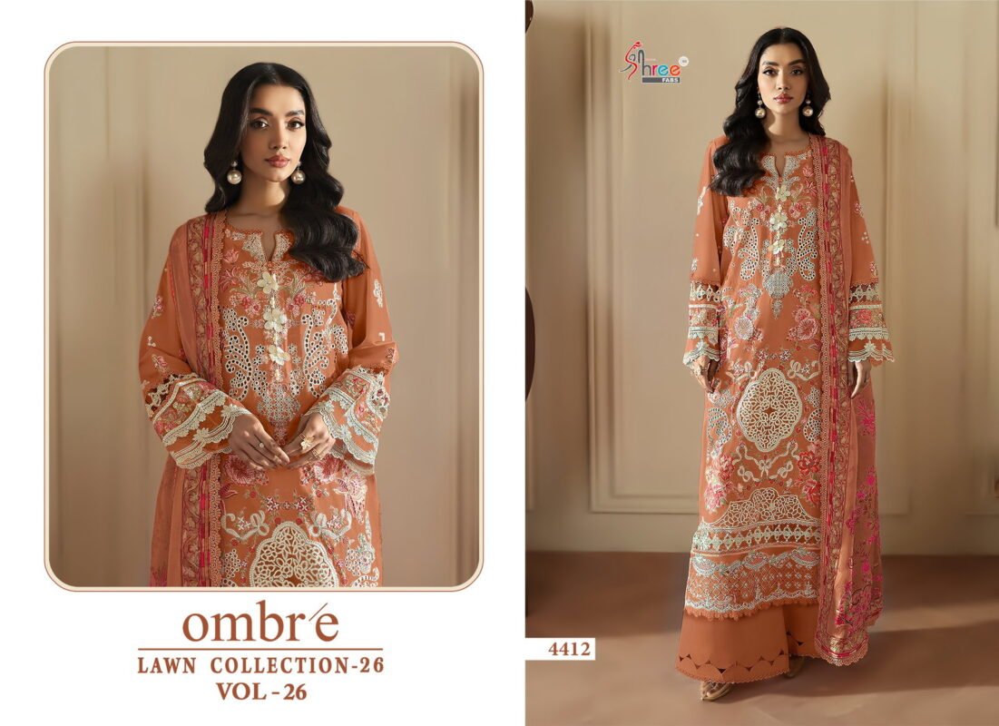 Stylish Shree Ombre Lawn Collection 26 Vol 26 Chiffon Dupatta Cotton Salwar Kameez Wholesale 2026