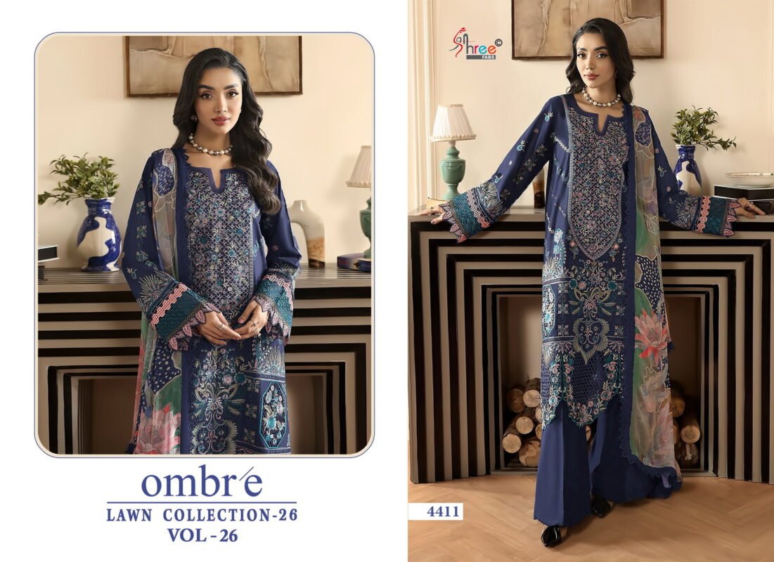 Stylish Shree Ombre Lawn Collection 26 Vol 26 Chiffon Dupatta Cotton Salwar Kameez Wholesale 2026