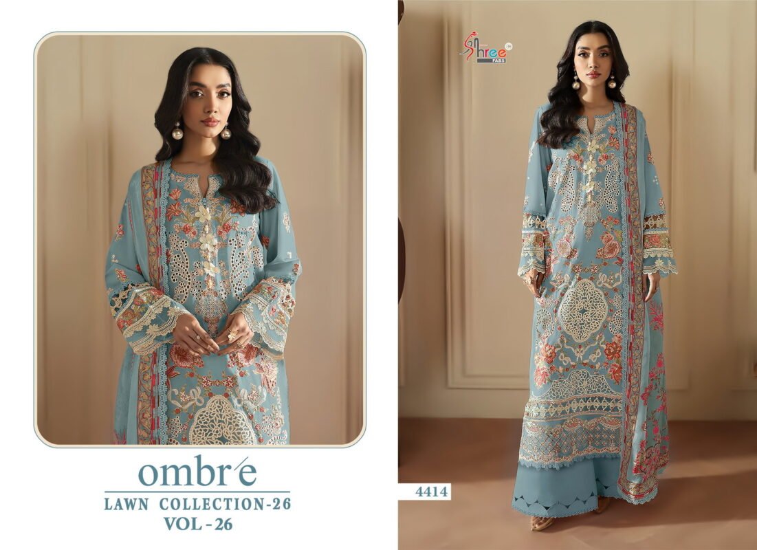 Stylish Shree Ombre Lawn Collection 26 Vol 26 Chiffon Dupatta Cotton Salwar Kameez Wholesale 2026