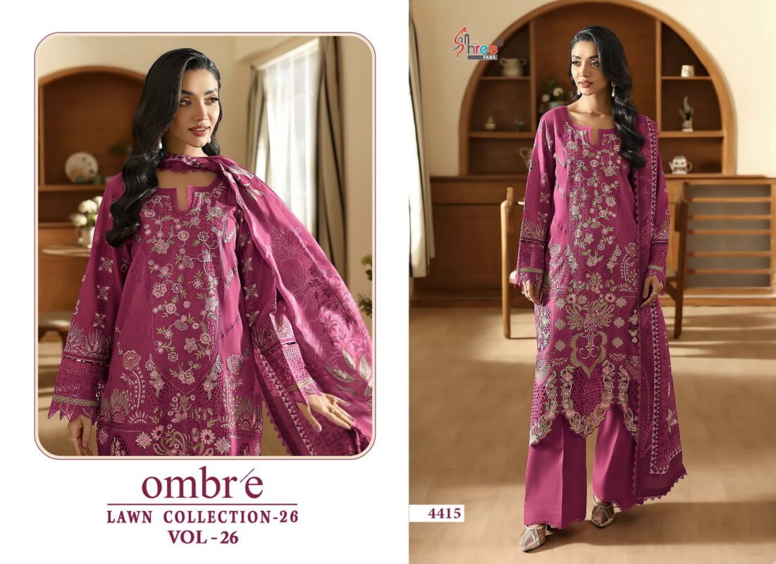 Stylish Shree Ombre Lawn Collection 26 Vol 26 Chiffon Dupatta Cotton Salwar Kameez Wholesale 2026