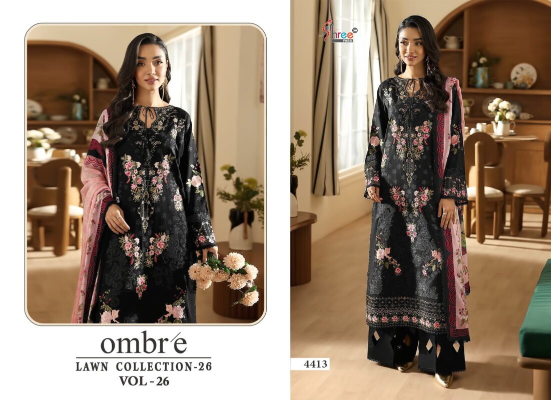 Stylish Shree Ombre Lawn Collection 26 Vol 26 Chiffon Dupatta Cotton Salwar Kameez Wholesale 2026