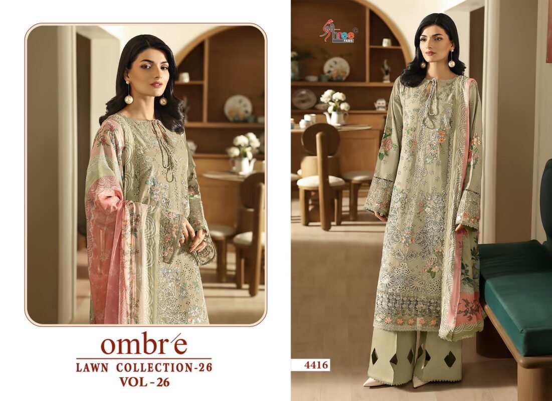Stylish Shree Ombre Lawn Collection 26 Vol 26 Chiffon Dupatta Cotton Salwar Kameez Wholesale 2026