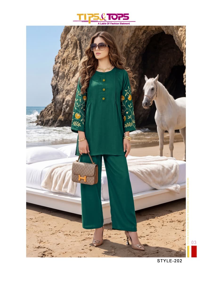 Stylish Tips And Tops Honey Vol 02 Rayon Embroidered Co Ord Set Collection Wholesale 2026