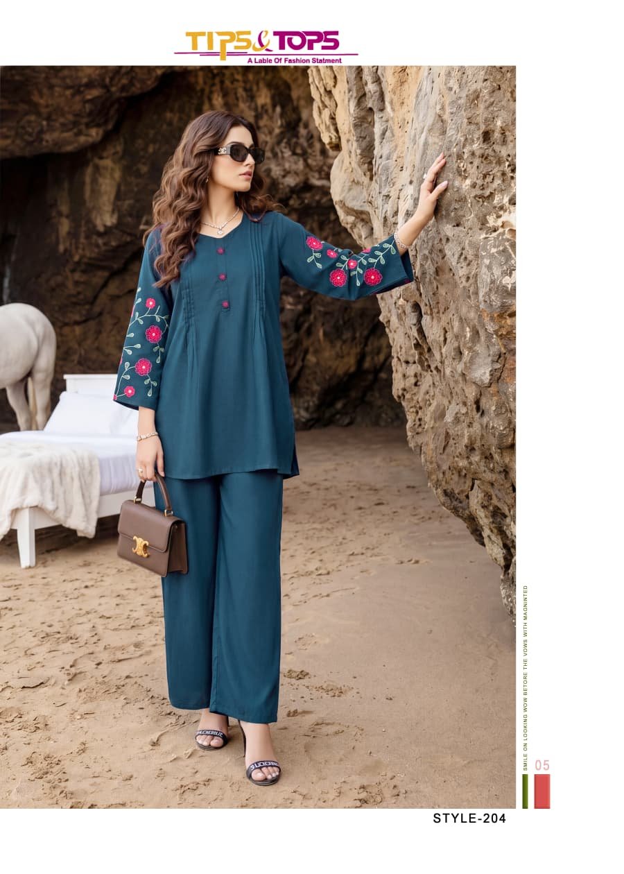 Stylish Tips And Tops Honey Vol 02 Rayon Embroidered Co Ord Set Collection Wholesale 2026