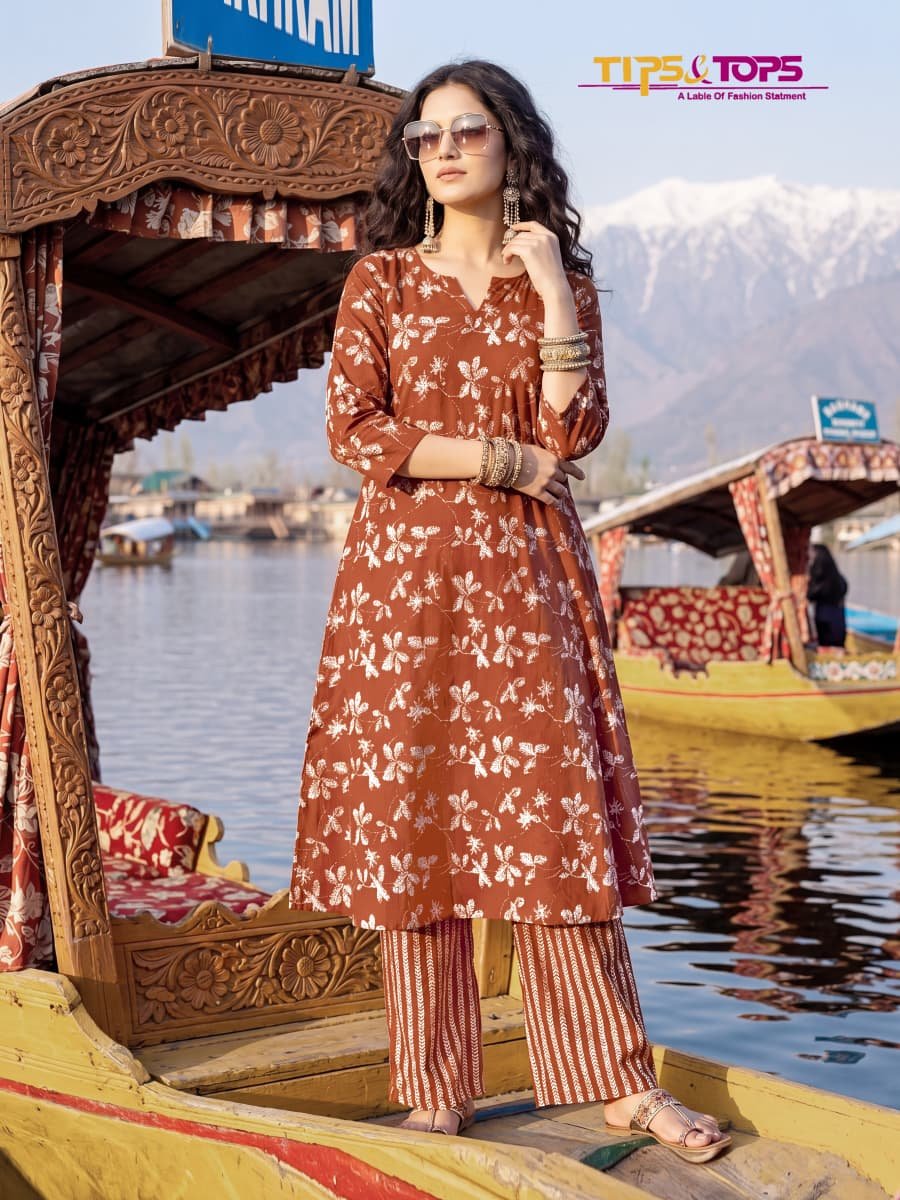 Beautiful Tips And Tops Mannat Rayon Printed Kurti With Bottom Wholesale 2026