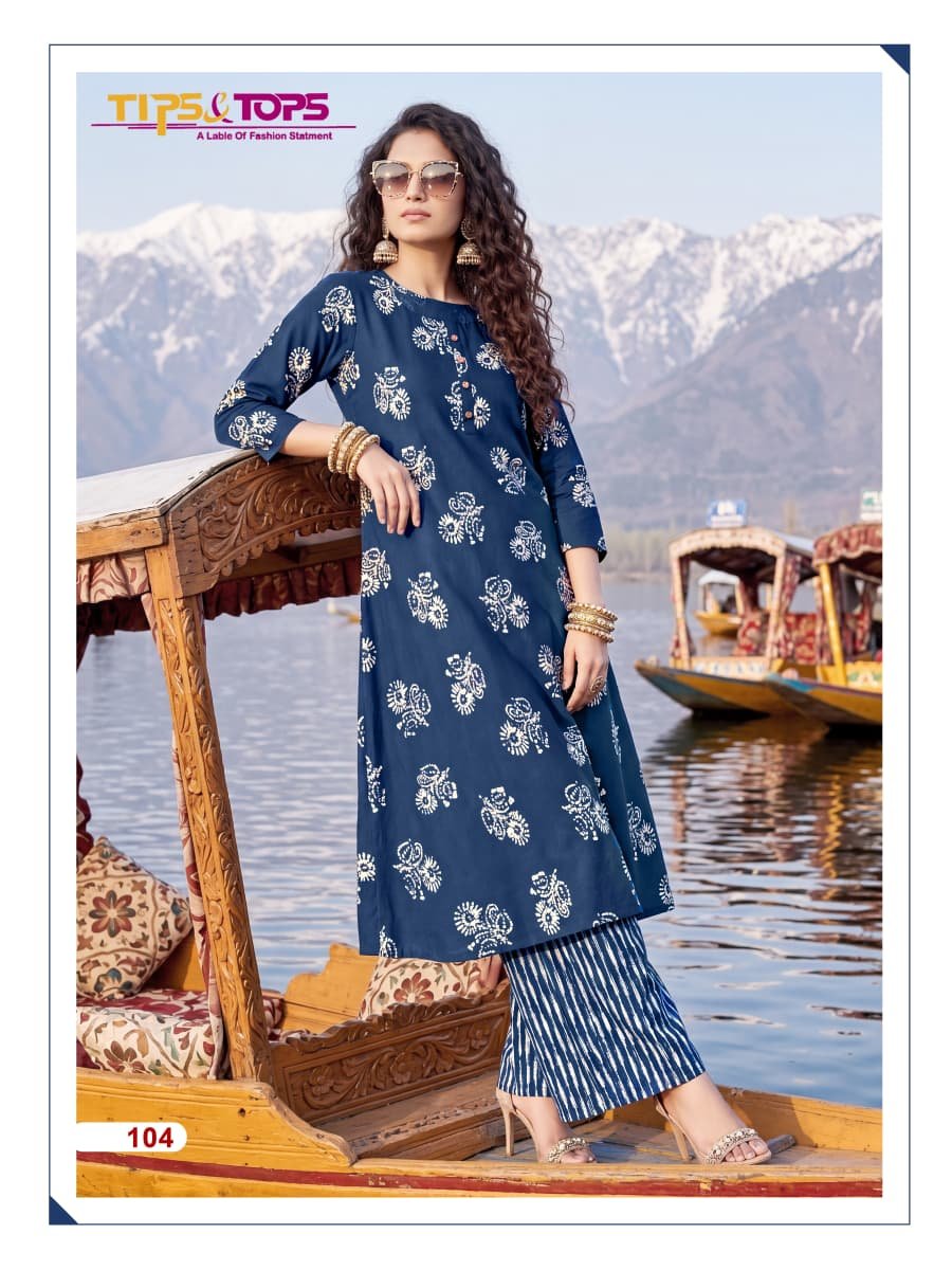 Beautiful Tips And Tops Mannat Rayon Printed Kurti With Bottom Wholesale 2026