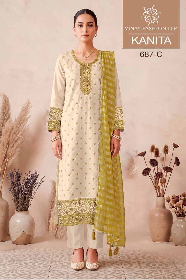 Buy Vinay Kuleesh Kanita Viscose Kanjivaram Silk Salwar Kameez Wholesale 2026