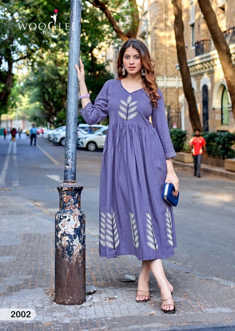 Latest Wooglee Yamini Rayon Thread Work One Piece Wholesale 2026