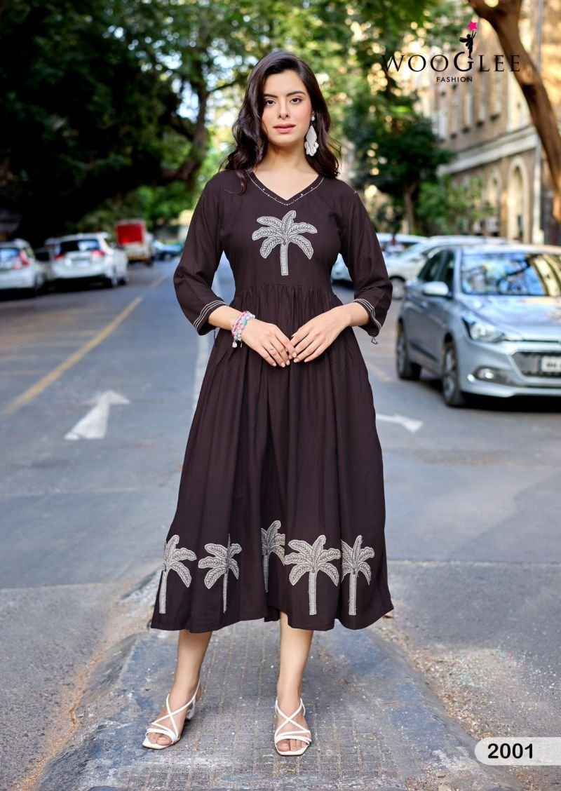 Latest Wooglee Yamini Rayon Thread Work One Piece Wholesale 2026