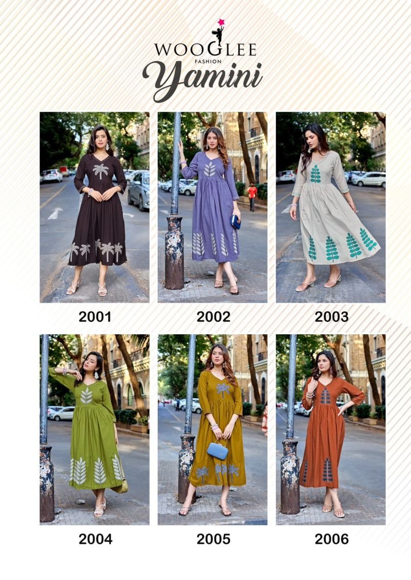 Latest Wooglee Yamini Rayon Thread Work One Piece Wholesale 2026