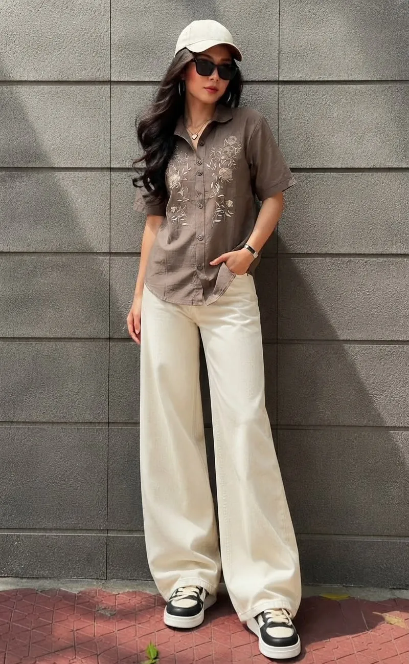Shiv 1017 Cotton Embroidery Office & Daily Wear Shirt For Women