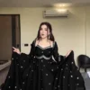 RRD Georgette Thread Sequence Work Black Party Wear Anarkali Gown
