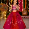 Aawiya Roman Silk Mirror Work Navratri Kids Wear Garba & Dandiya Dress