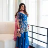 C585 1488 Georgette Zari Embroidery Work Kurti Palazzo Dupatta Set