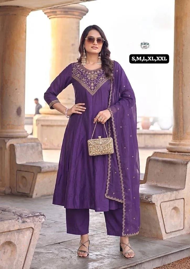 Laxmy Vichitra Silk Embroidery Work Readymade Dress Wholesale Online