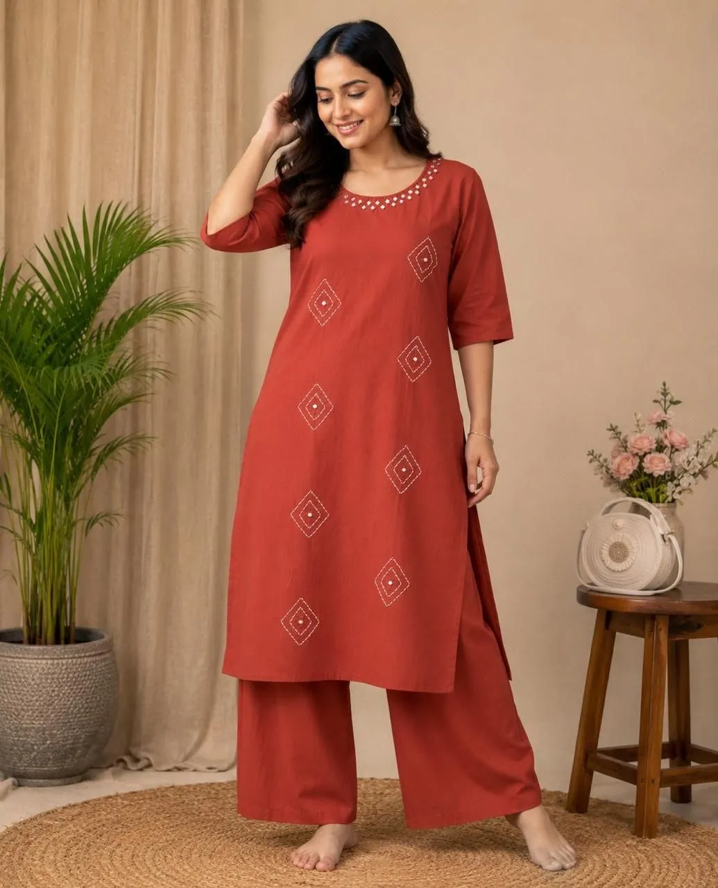 Kiara Cotton Daily Wear Kurti Palazzo Wholesale Market in Surat