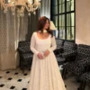 STD 6128 Blooming Embroidery Sequnece Work Anarkali Wedding Gown