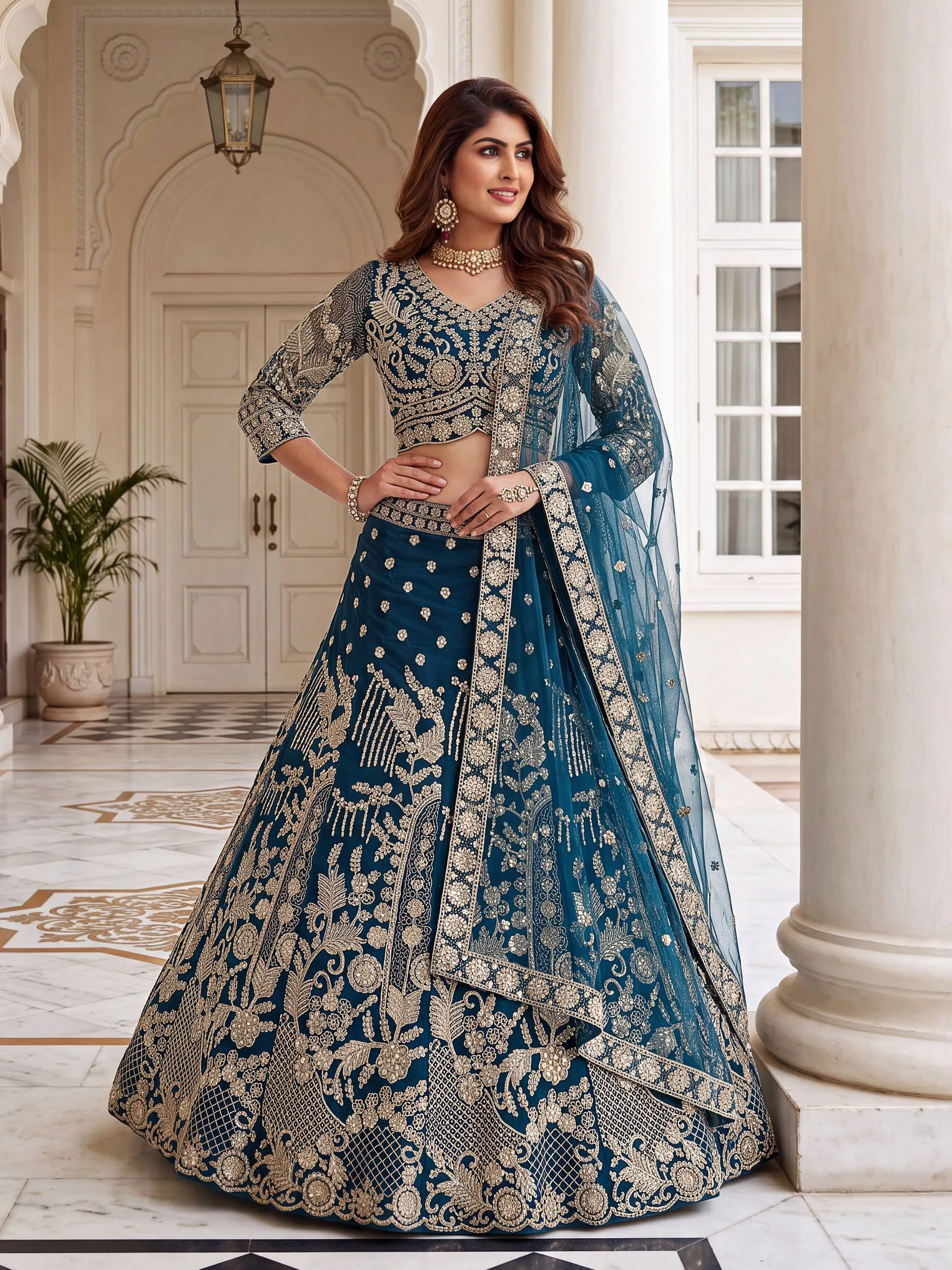 DKT 5184 Net Sequence Embroidery Work Reception Lehenga Choli for Women Manufacturers in Surat
