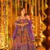 STD 6130 Pure Crepe Organza Embroidery Printed Work Anarkali Gown with Pant Dupatta Set
