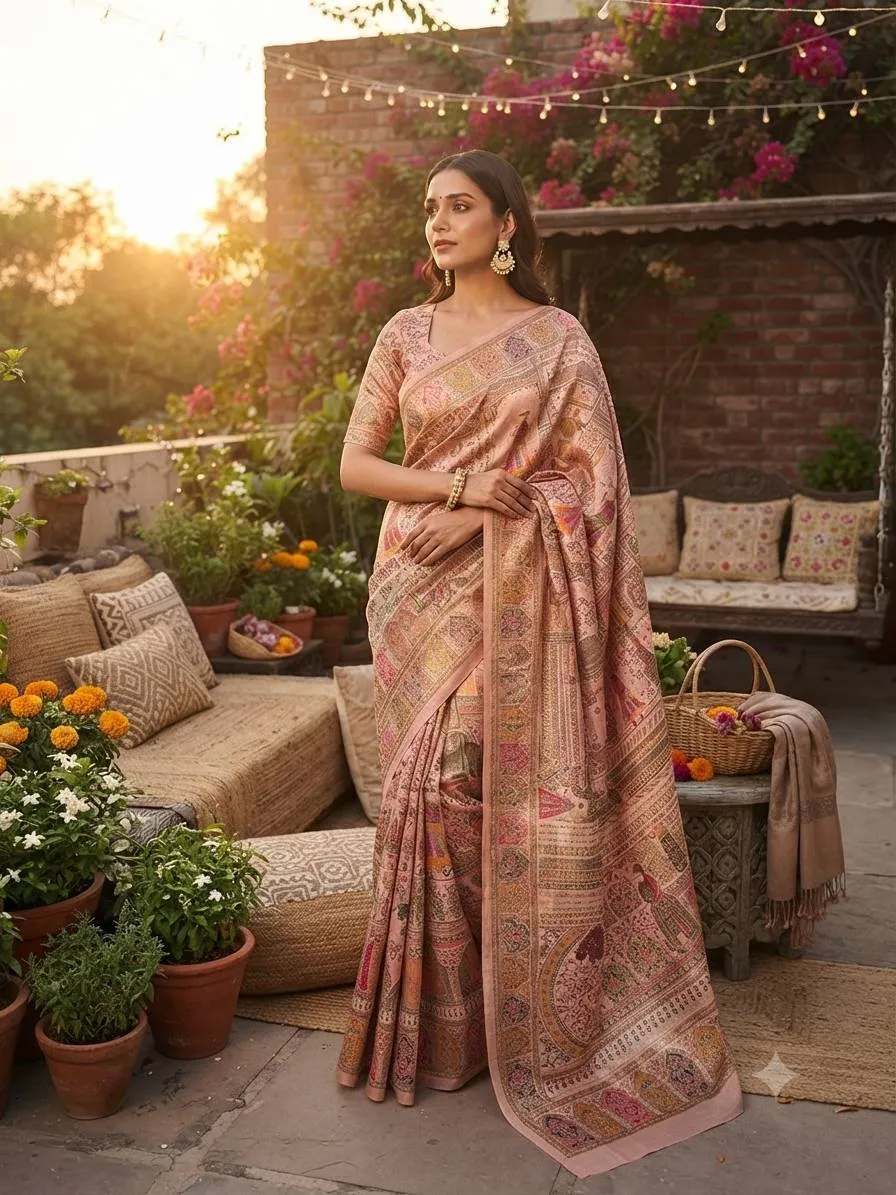 Laxmi 1123 Pashmina Silk Kashmiri Thread Work Designer Saree