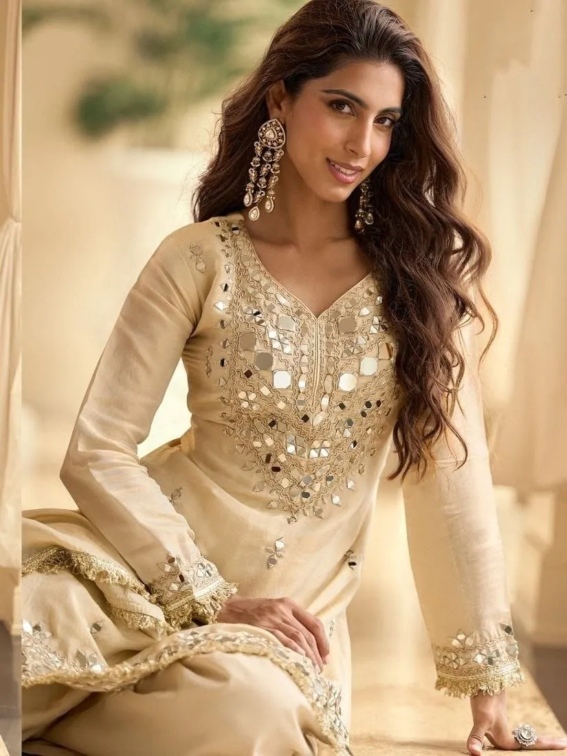 Kiara Vichitra Silk Mirror Work Kurti Set Raksha Bandhan 2026