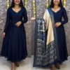 Kiara Vichithra Silk Anarkali Gown With Kalamkari Dupatta Set for Women