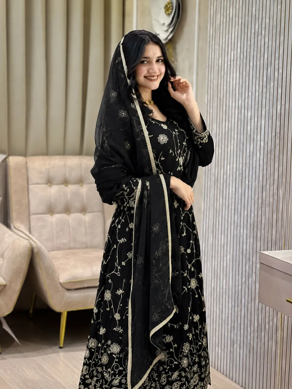 ASD 7115 Faux Georgette Sequence Embroidery Work Festival Wear Readymade Dress