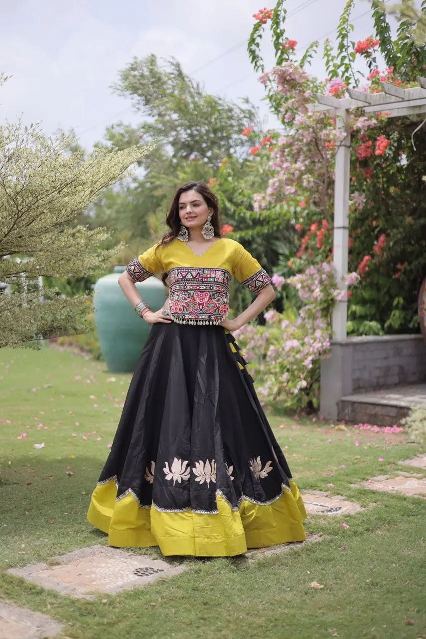 Moni 7172 Roman Silk Gota Mirror Work Navratri Top Lehenga Online