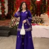 C585 243 French Crepe Sequence Embroidery Work Wedding Wear Kurti Plazzo Set