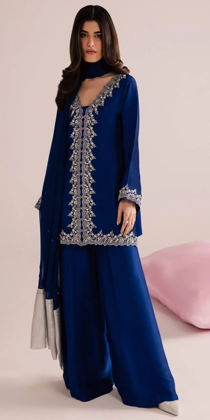 C585 1489 Satin Sequence Embroidery Zari Work Readymade Dress Manufacturers in India