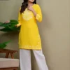RRD Cotton Embroidery Work Yellow Co Ord Set