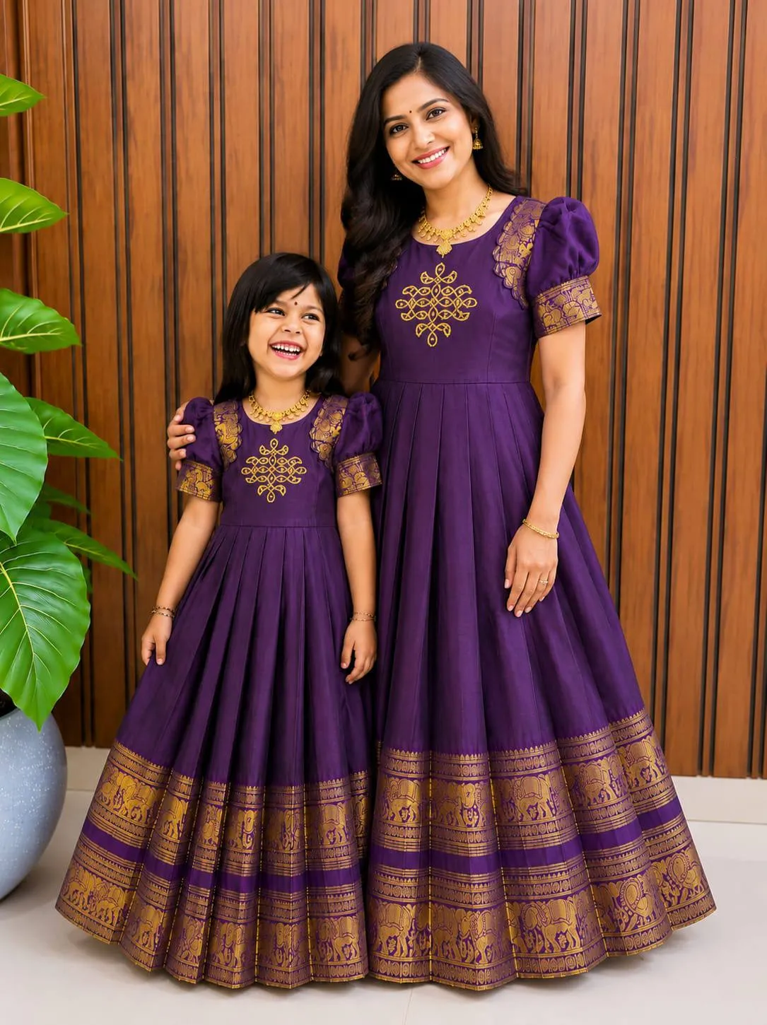 Pari Cotton Silk Weaving Work Mother Daughter Combo South Style Collection