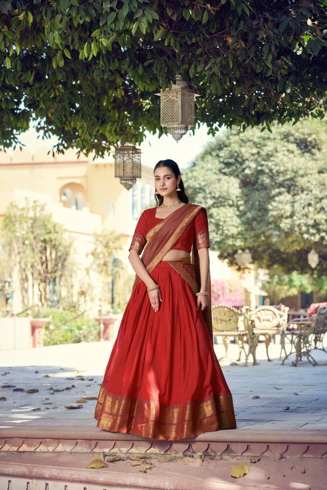WMN 1911 Cotton Zari Work Trending South Style Lehenga Saree
