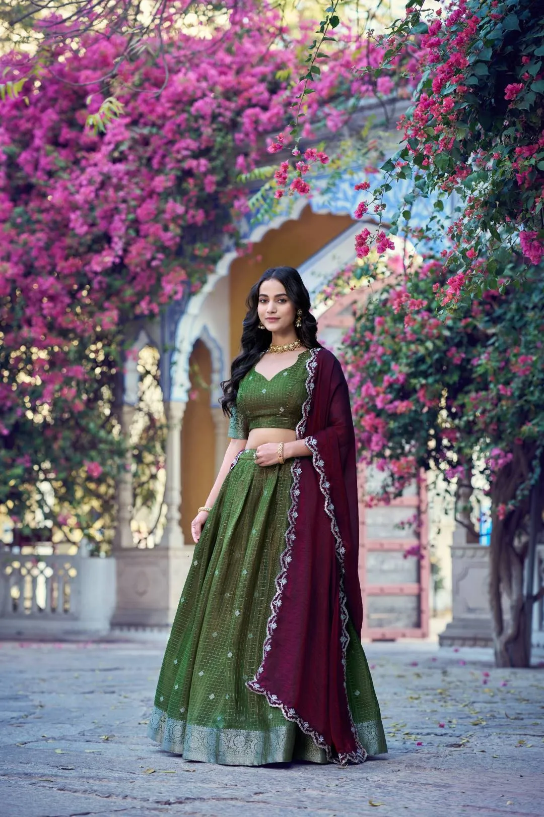 WMN 2037 Shreevani Chinon Zari Weaving Work Lehenga Choli