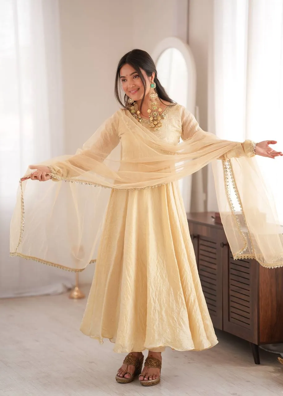 Sabina 5355 Doremon Crush Mirror Work Festival Gown Pant Dupatta