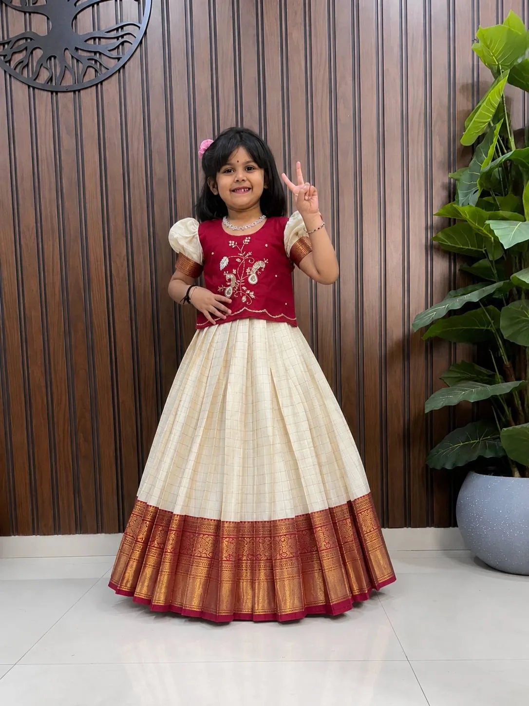 Pari Cotton Silk Weaving Zari Work Kids Lehenga Choli Exporters in India