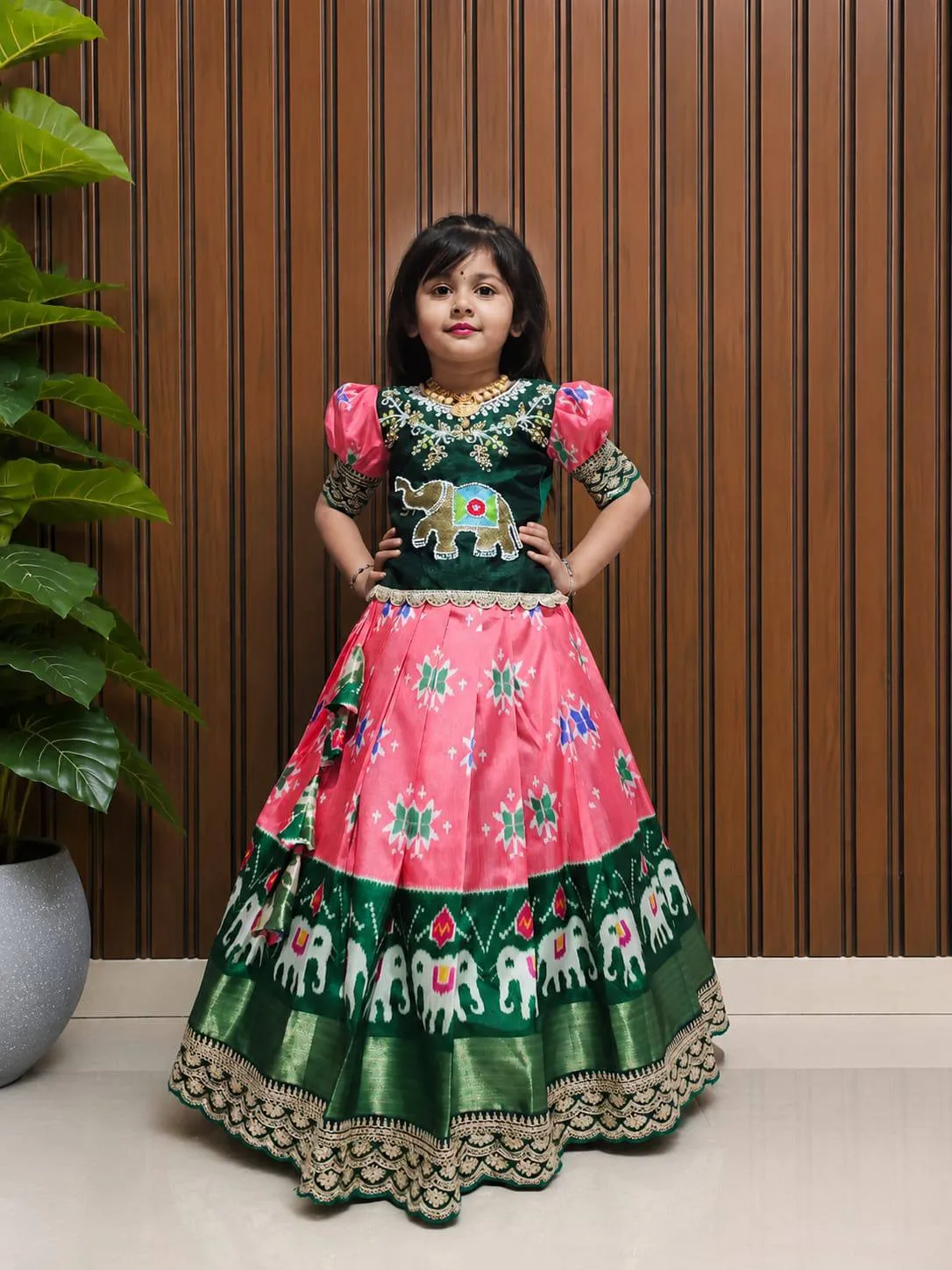 Pari Silk Printed Embroidery Work Kids Wear Designer Lehenga Choli